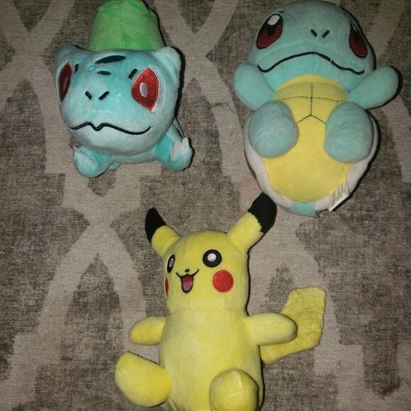 Pokemon Pikachu, Bulbasaur, & Squirtle 4-6” Plush - Picture 2 of 3